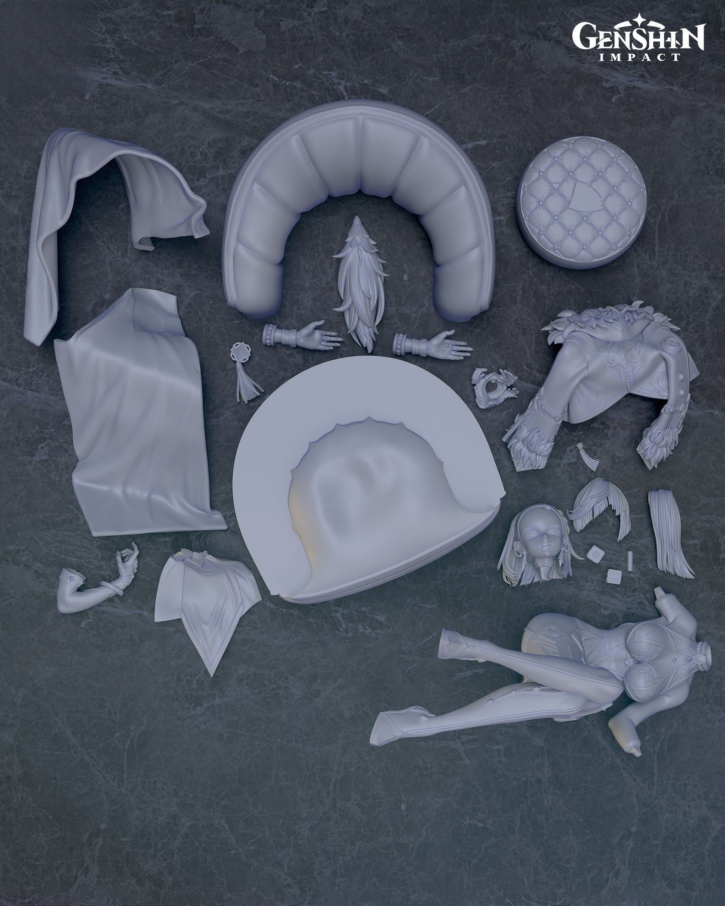 Yelan - Genshin Impact - STL 3D Print Files - 3D Printed Garage Kit ガレージキット Resin Model Scale Figure フィギュア
