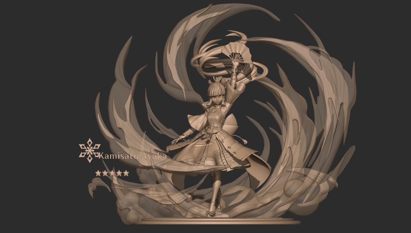 Kamisato Ayaka - Genshin Impact - STL 3D Print Files - 3D Printed Garage Kit ガレージキット Resin Model Scale Figure フィギュア