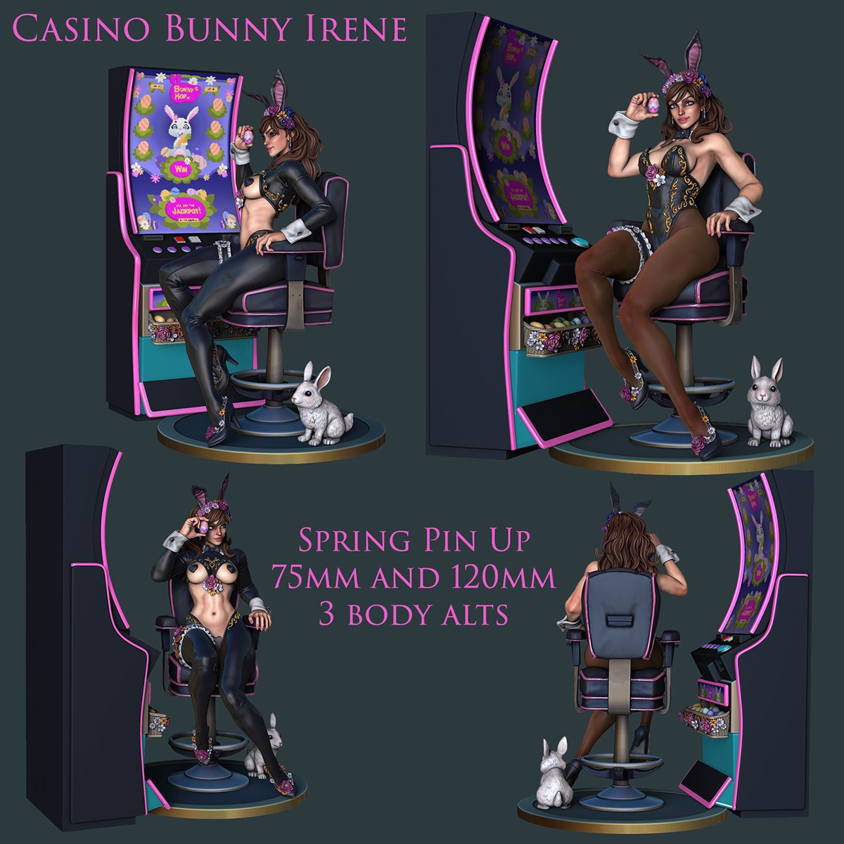 Casino Bunny Irene - STL 3D Print Files - 3D Printed Garage Kit ガレージキット Resin Model Scale Figure フィギュア