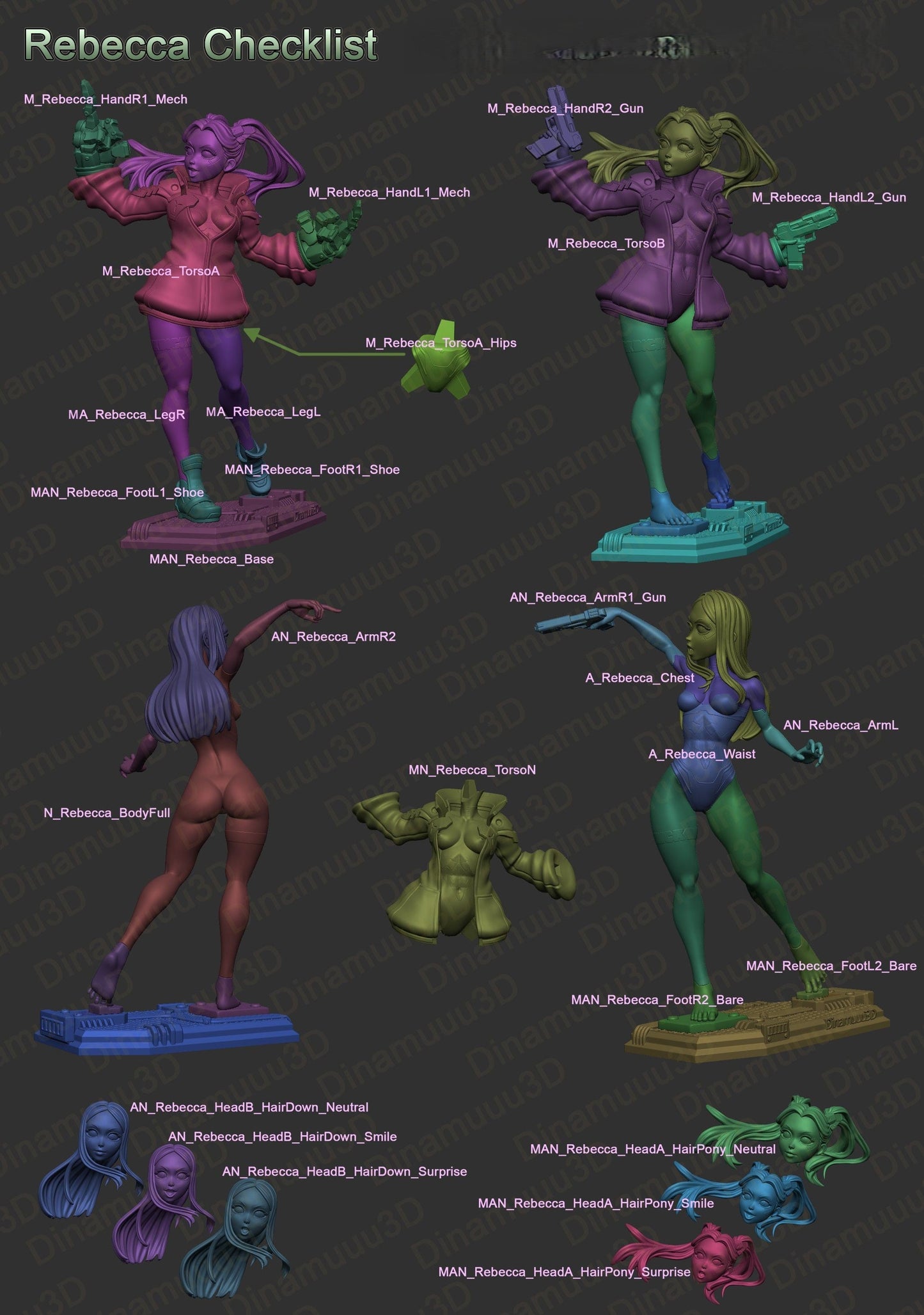 Rebecca Special Edition - Cyberpunk 2077 - STL 3D Print Files - 3D Printed Garage Kit ガレージキット Resin Model Scale Figure フィギュア