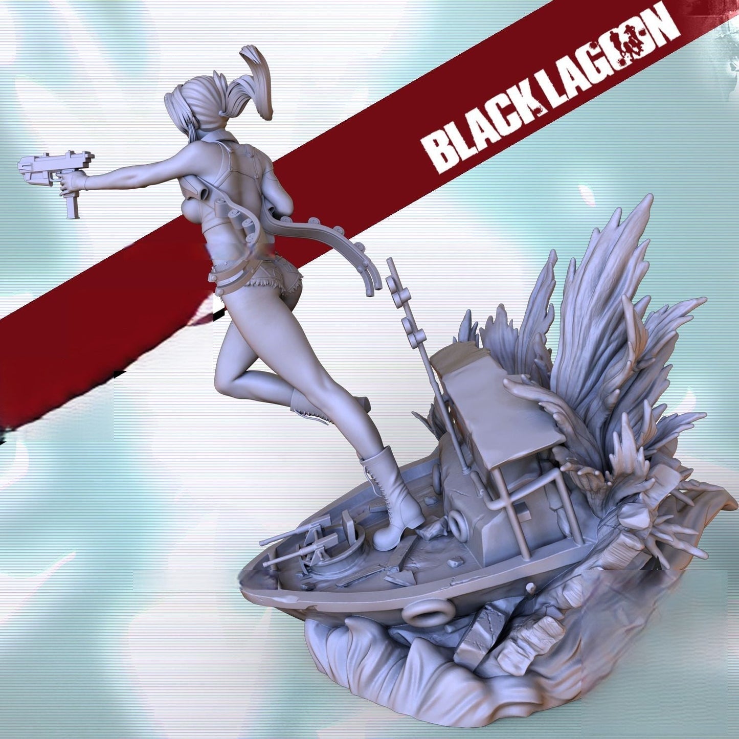 Revy Special Edition - Black Lagoon - STL 3D Print Files - 3D Printed Garage Kit ガレージキット Resin Model Scale Figure フィギュア