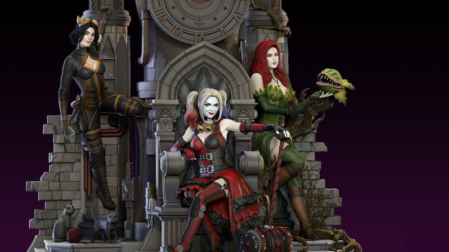 Gotham City Sirens - DC Comics - STL 3D Print Files - 3D Printed Garage Kit ガレージキット Resin Model Scale Figure フィギュア