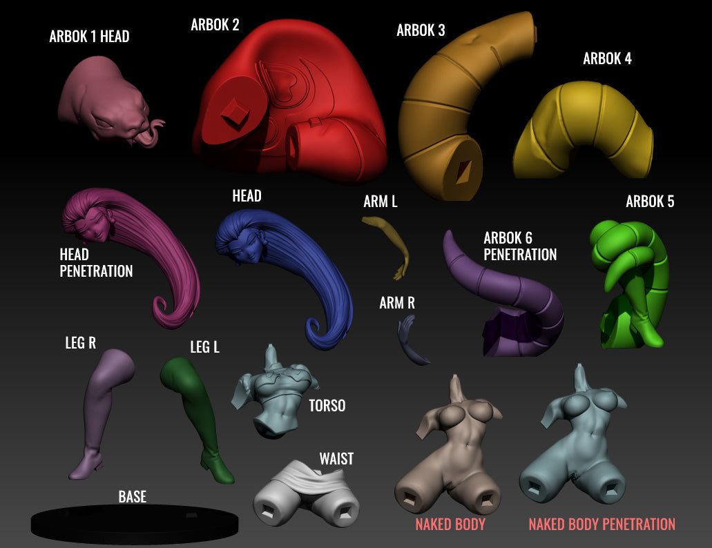 Jessie Special Edition and Arbok - Pokemon - STL 3D Print Files - 3D Printed Garage Kit ガレージキット Resin Model Scale Figure フィギュア