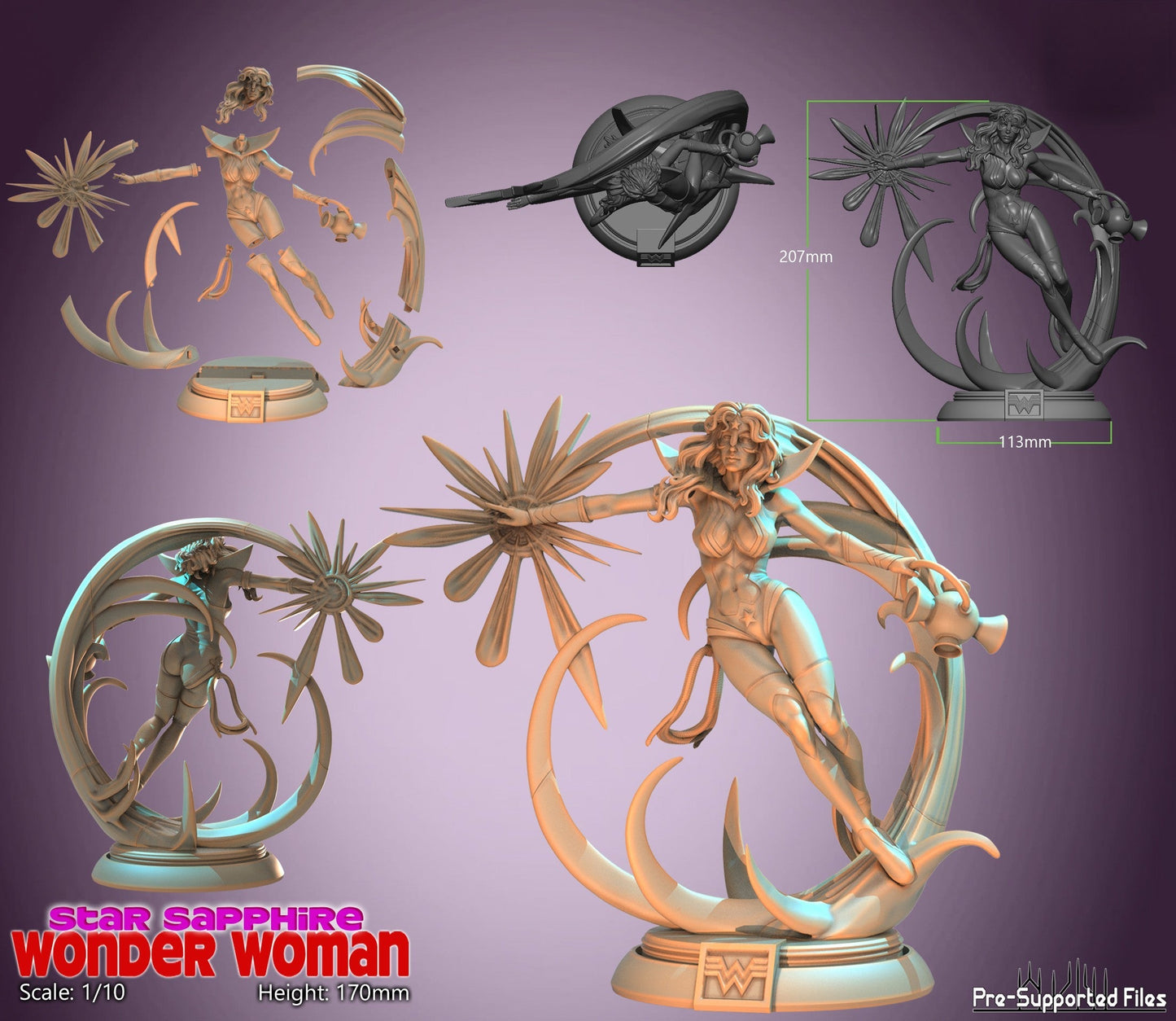 Star Sapphire Wonder Woman - DC Comics - STL 3D Print Files - 3D Printed Garage Kit ガレージキット Resin Model Scale Figure フィギュア
