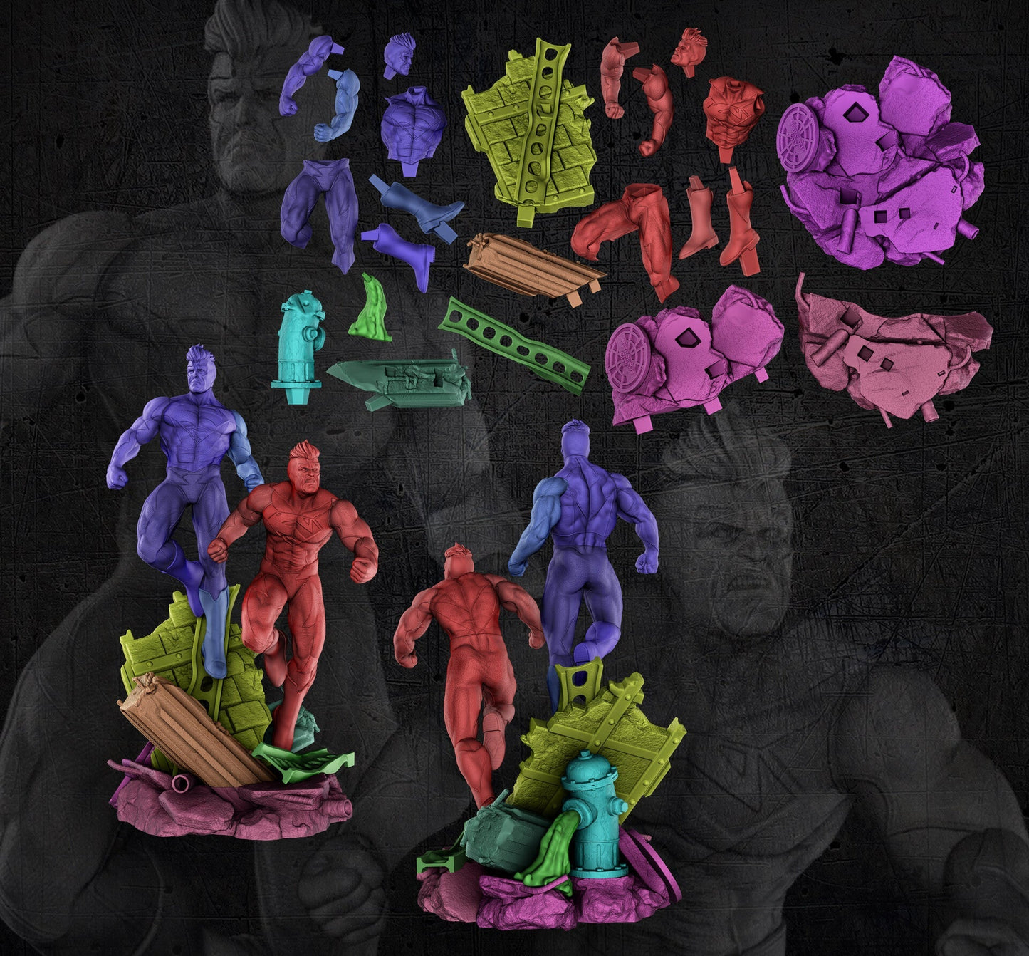SUPERMAN RED AND BLUE - DC COMICS - STL 3D Print Files - 3D Printed Garage Kit ガレージキット Resin Model Scale Figure フィギュア