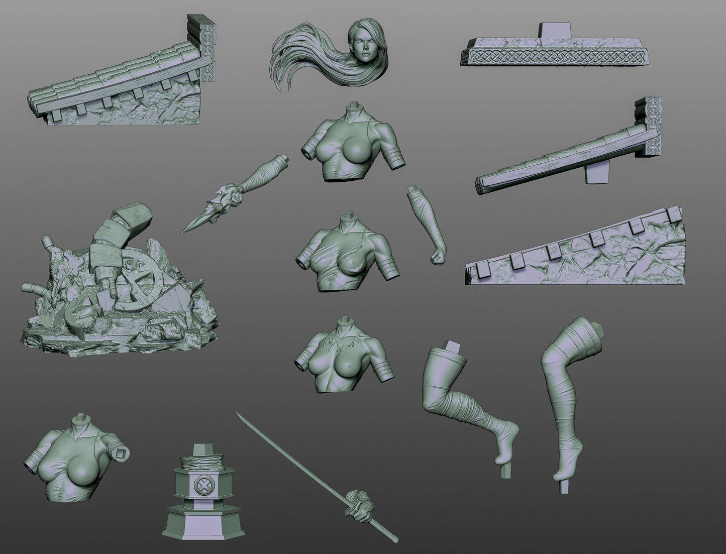 1452 Psylocke Special Edition - X-MEN - STL 3D Print Files - 3D Printed Garage Kit ガレージキット Resin Model Scale Figure フィギュア