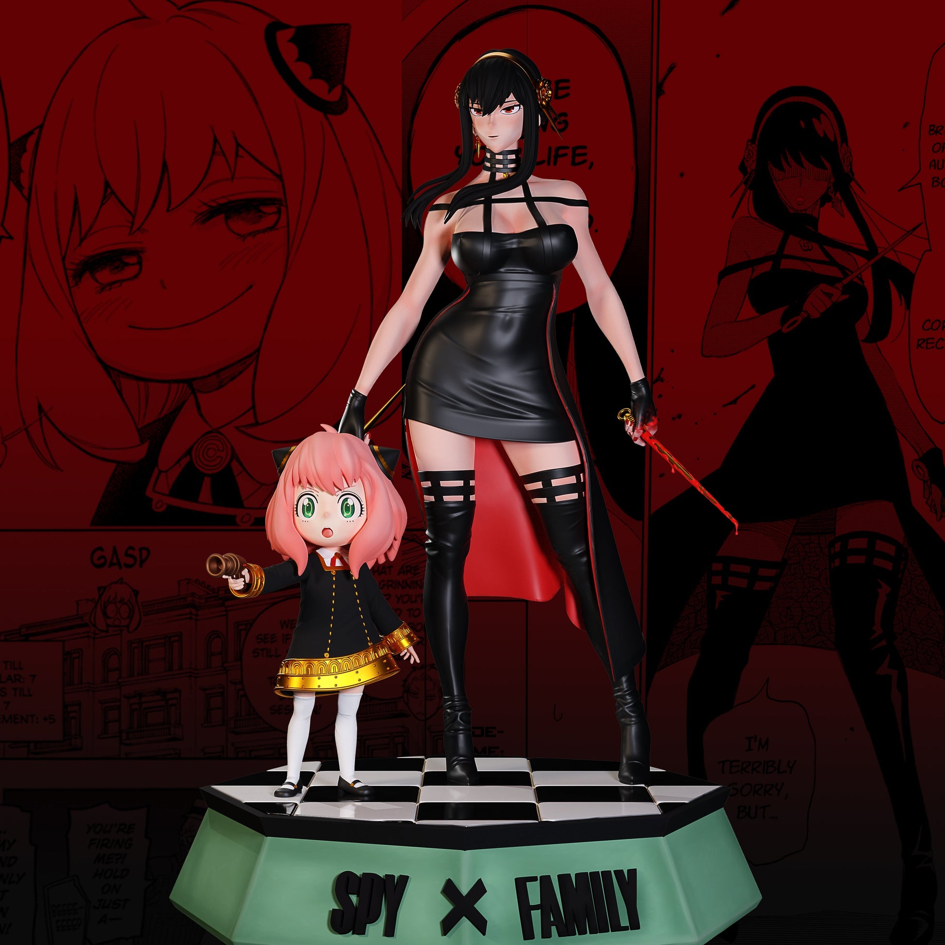 1364 Yor Forger Special Edition and Anya Forger - Spy x Family - STL 3D Print Files - 3D Printed Garage Kit ガレージキット Resin Model Scale Figure フィギュア
