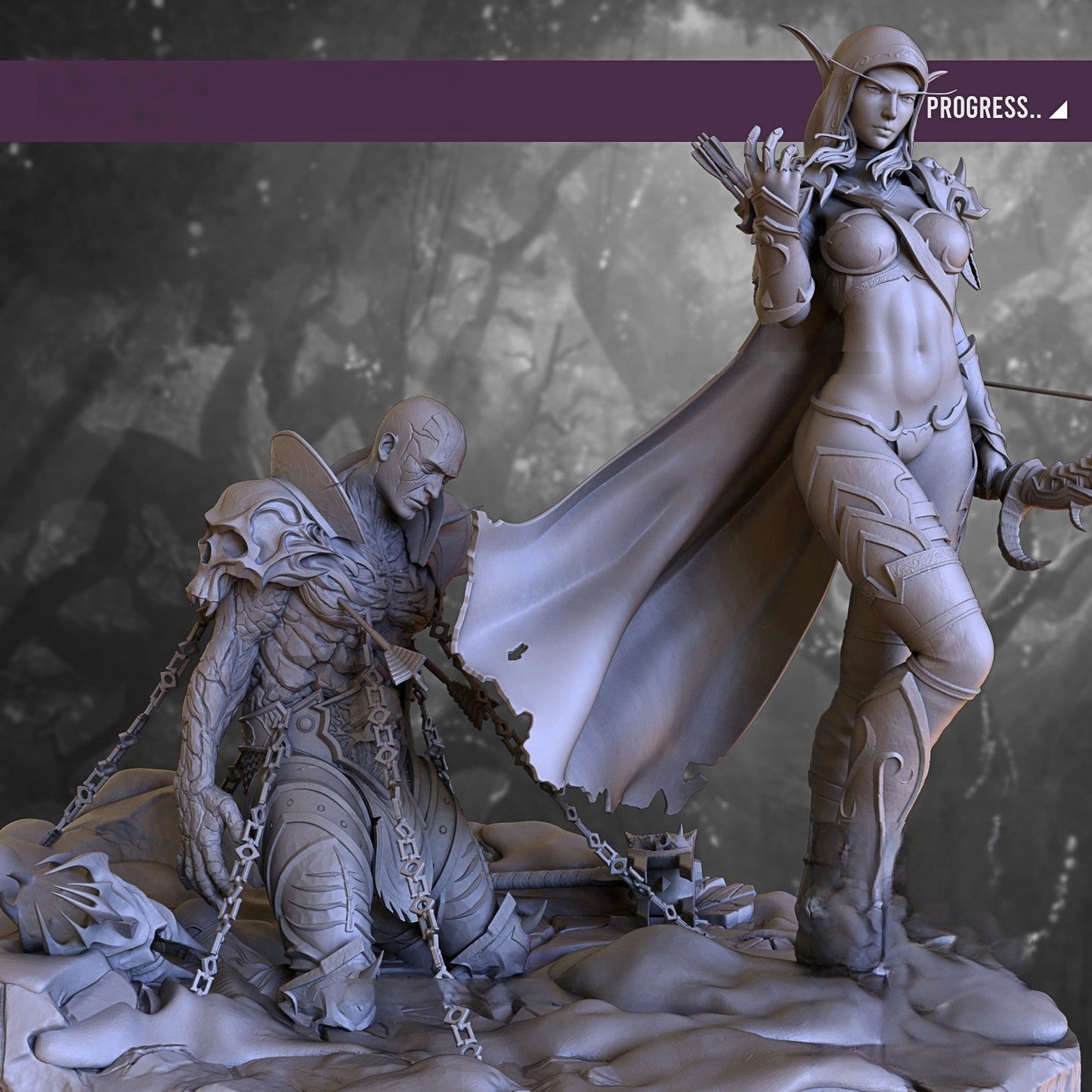 1355 Sylvanas Windrunner Special Edition - World Of Warcraft - STL 3D Print Files - 3D Printed Garage Kit ガレージキット Resin Model Scale Figure フィギュア