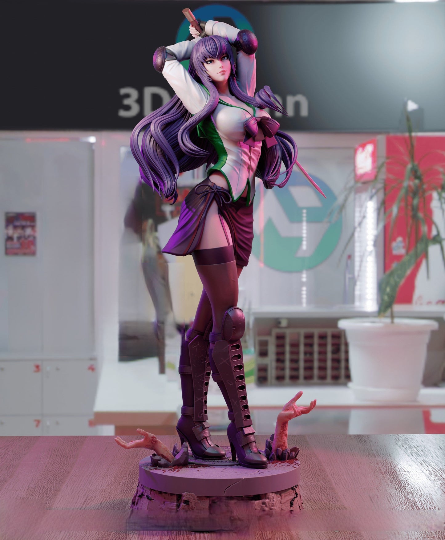 Saeko Busujima Special Edition - Highschool of the Dead - STL 3D Print Files - 3D Printed Garage Kit ガレージキット Resin Model Scale Figure フィギュア