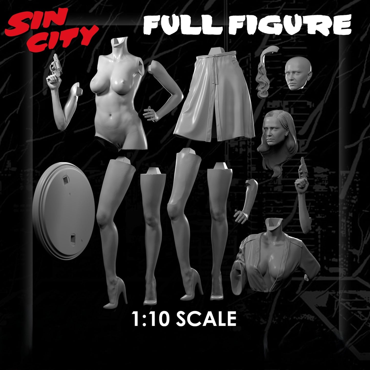 Eva Green Special Edition - Sin City - STL 3D Print Files - 3D Printed Garage Kit ガレージキット Resin Model Scale Figure フィギュア