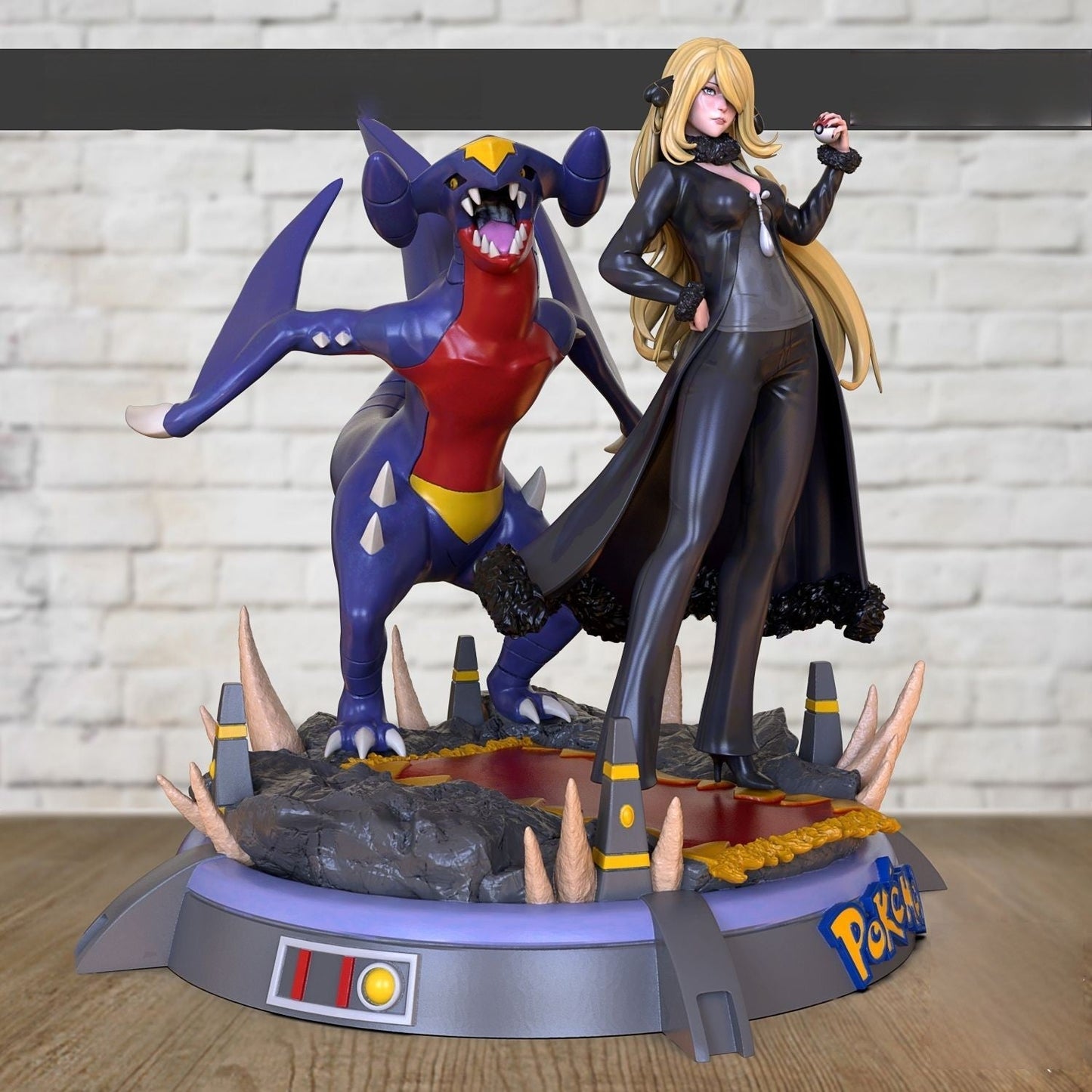Cynthia Special Edition with Garchomp - Pokemon - STL 3D Print Files - 3D Printed Garage Kit ガレージキット Resin Model Scale Figure フィギュア