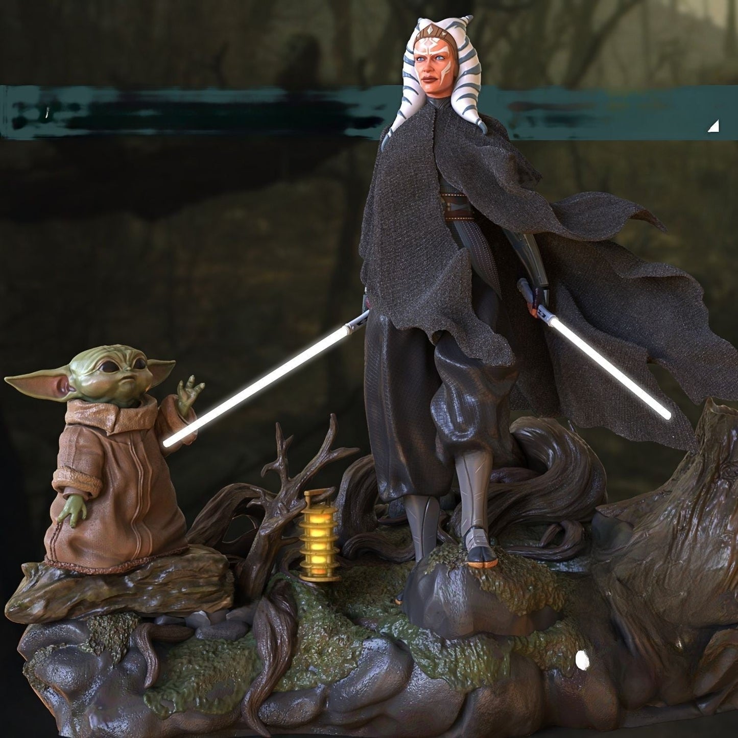 Ahsoka Special Edition and Baby Yoda Diorama - Star Wars -The Clone Wars - STL 3D Print Files - 3D Printed Garage Kit ガレージキット Resin Model Scale Figure フィギュア