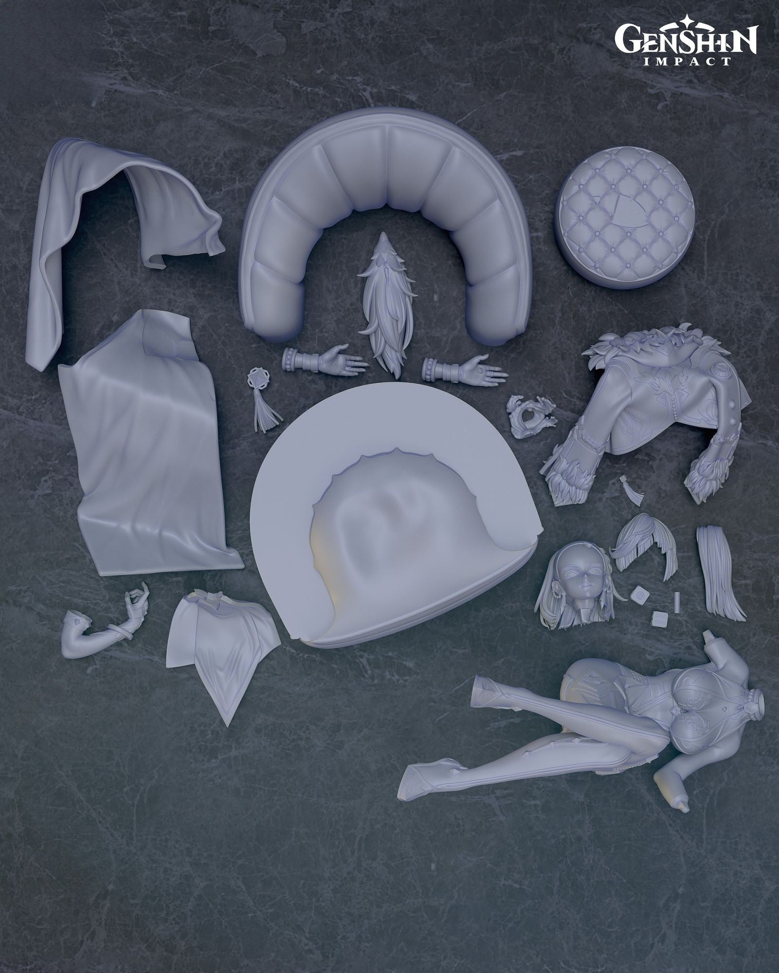Yelan - Genshin Impact - STL 3D Print Files - 3D Printed Garage Kit ガレージキット Resin Model Scale Figure フィギュア