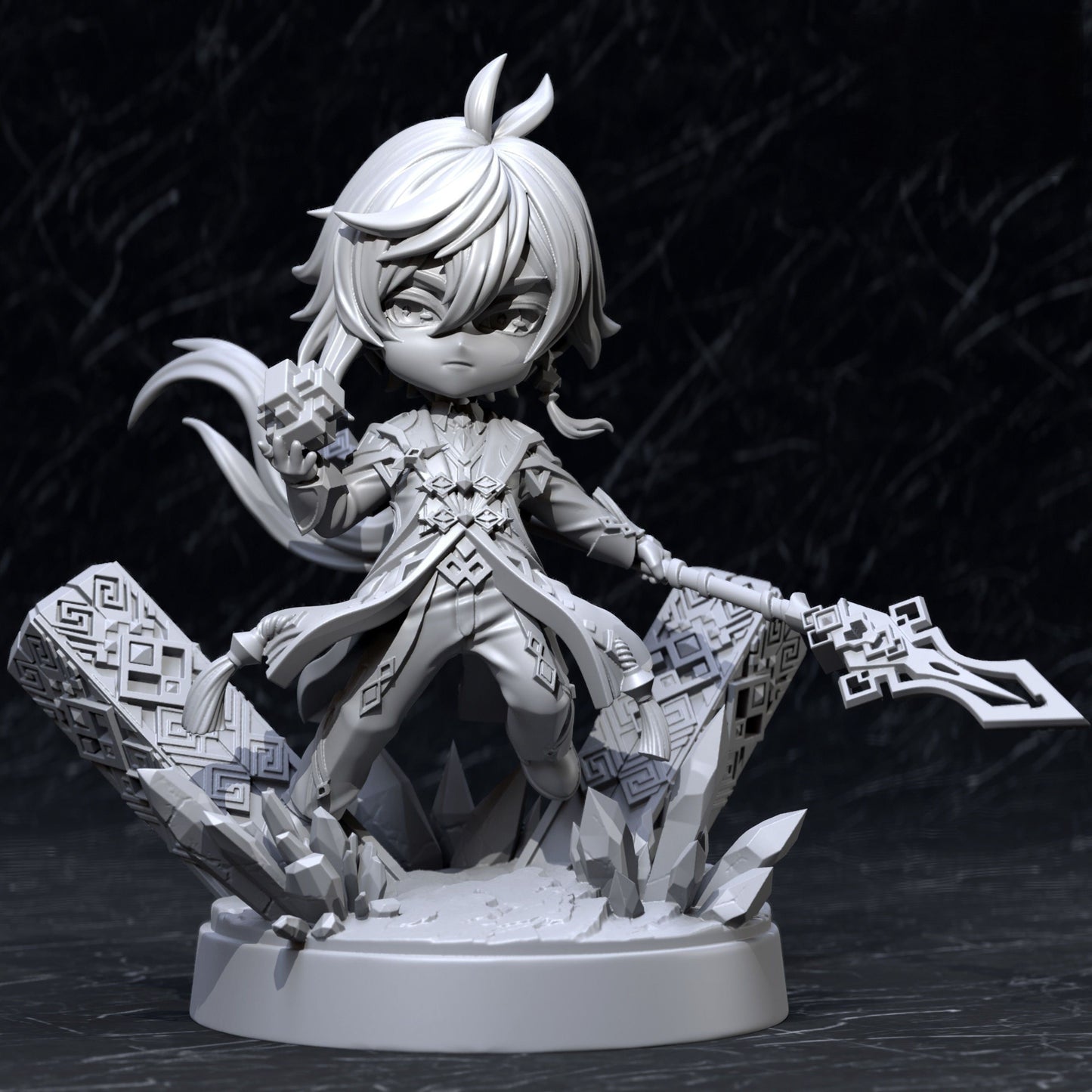 Chibi Zhongli - Genshin Impact - STL 3D Print Files - 3D Printed Garage Kit ガレージキット Resin Model Scale Figure フィギュア