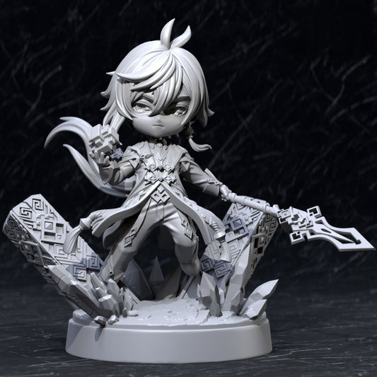 Chibi Zhongli - Genshin Impact - STL 3D Print Files - 3D Printed Garage Kit ガレージキット Resin Model Scale Figure フィギュア