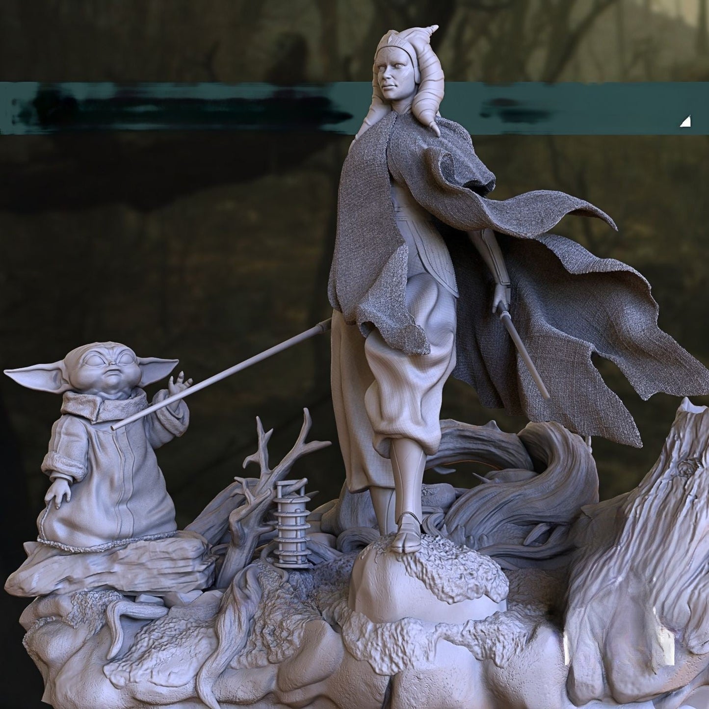 Ahsoka Special Edition and Baby Yoda Diorama - Star Wars -The Clone Wars - STL 3D Print Files - 3D Printed Garage Kit ガレージキット Resin Model Scale Figure フィギュア