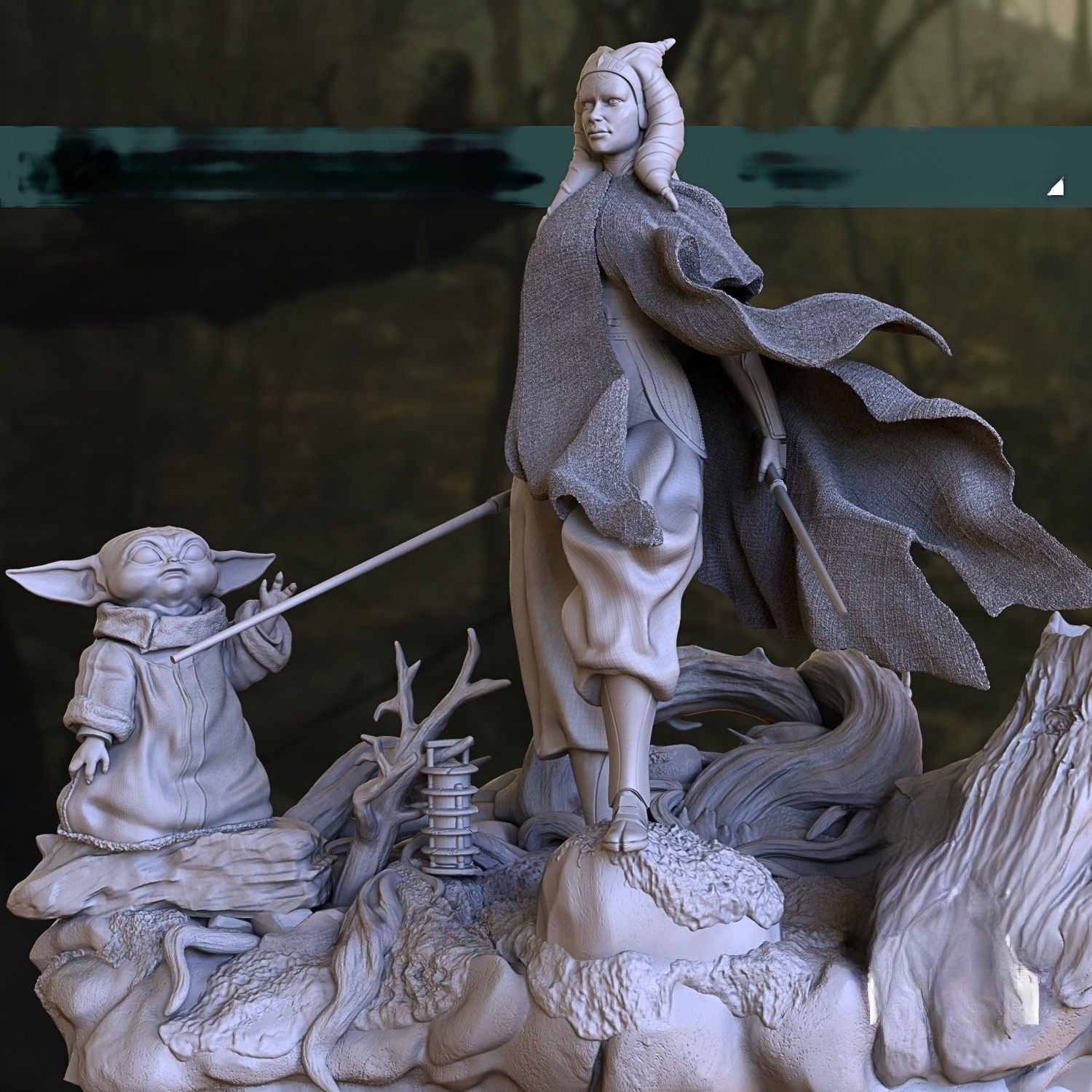 Ahsoka Special Edition and Baby Yoda Diorama - Star Wars -The Clone Wars - STL 3D Print Files - 3D Printed Garage Kit ガレージキット Resin Model Scale Figure フィギュア