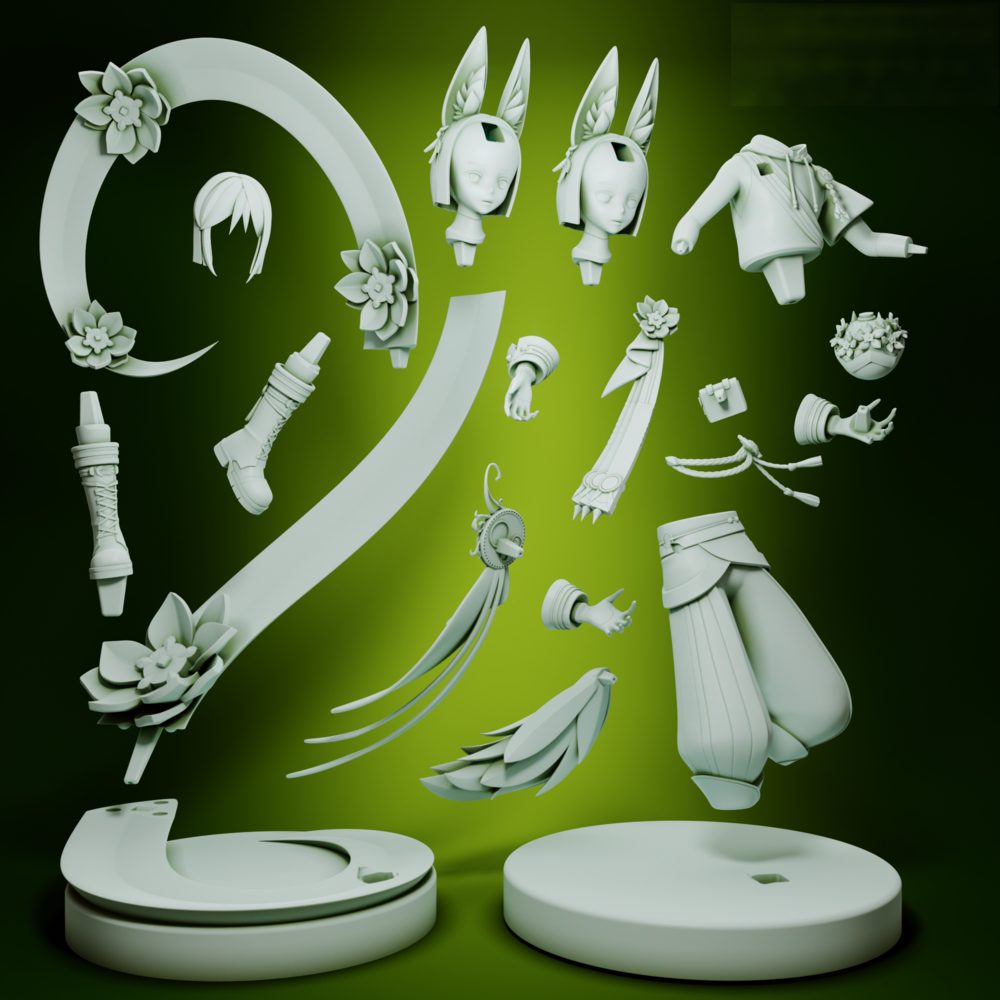 Tighnari - Genshin Impact - STL 3D Print Files - 3D Printed Garage Kit ガレージキット Resin Model Scale Figure フィギュア