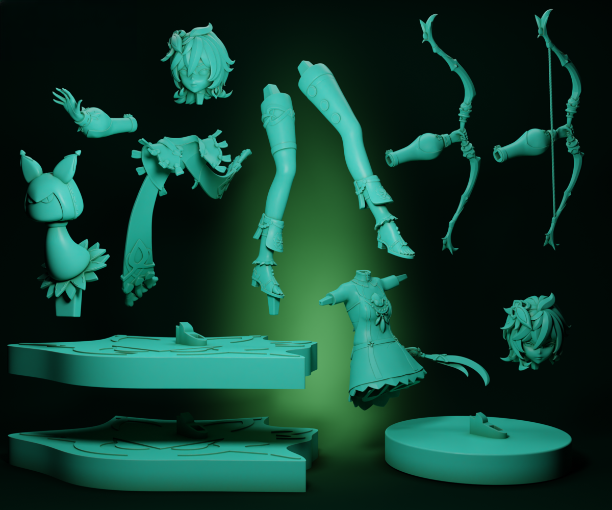 Collei - Genshin Impact - STL 3D Print Files - 3D Printed Garage Kit ガレージキット Resin Model Scale Figure フィギュア