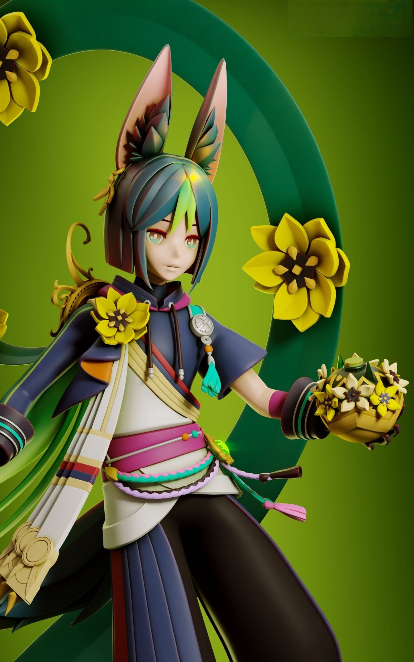 Tighnari - Genshin Impact - STL 3D Print Files - 3D Printed Garage Kit ガレージキット Resin Model Scale Figure フィギュア