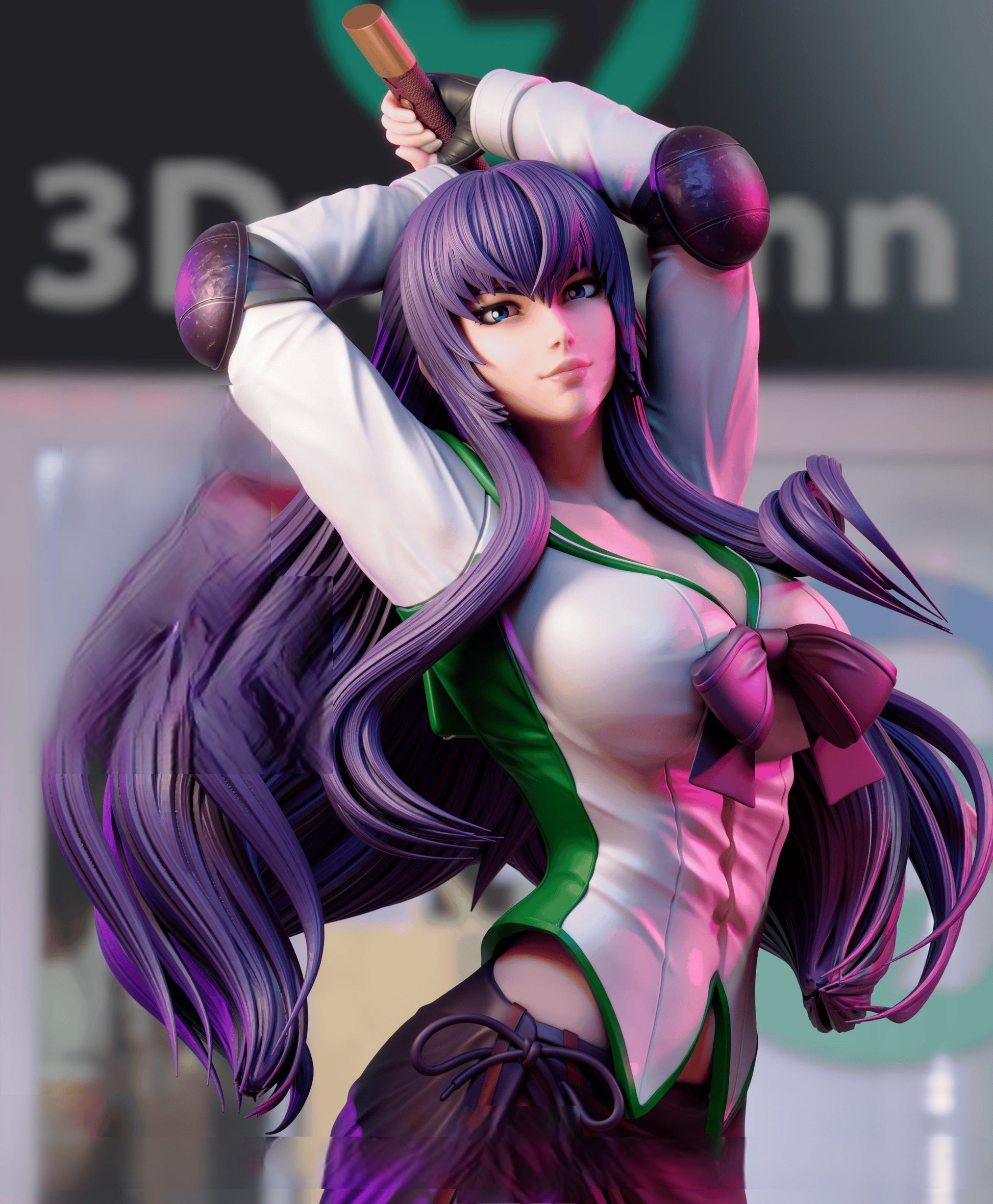 Saeko Busujima Special Edition - Highschool of the Dead - STL 3D Print Files - 3D Printed Garage Kit ガレージキット Resin Model Scale Figure フィギュア