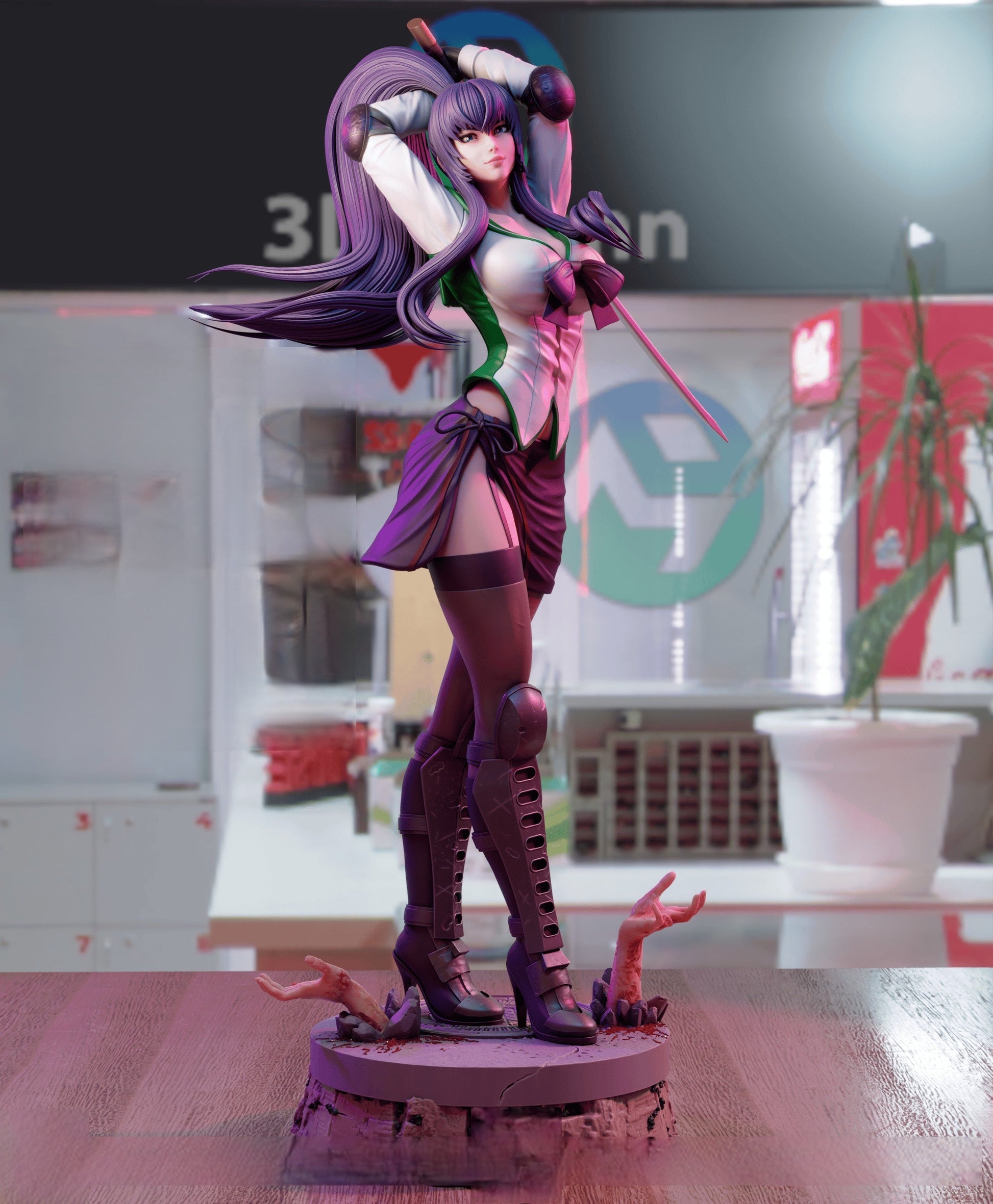 Saeko Busujima Special Edition - Highschool of the Dead - STL 3D Print Files - 3D Printed Garage Kit ガレージキット Resin Model Scale Figure フィギュア
