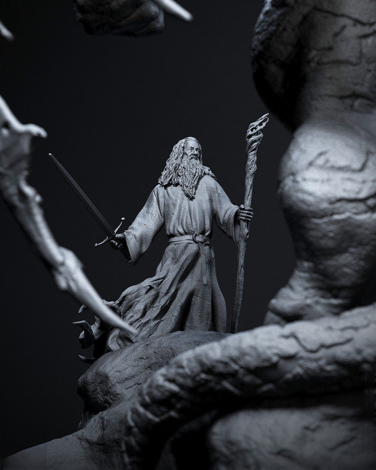 Gandalf vs Balrog - Lord of the Rings - Garage Kit Figure Resin Model 1/12スケール