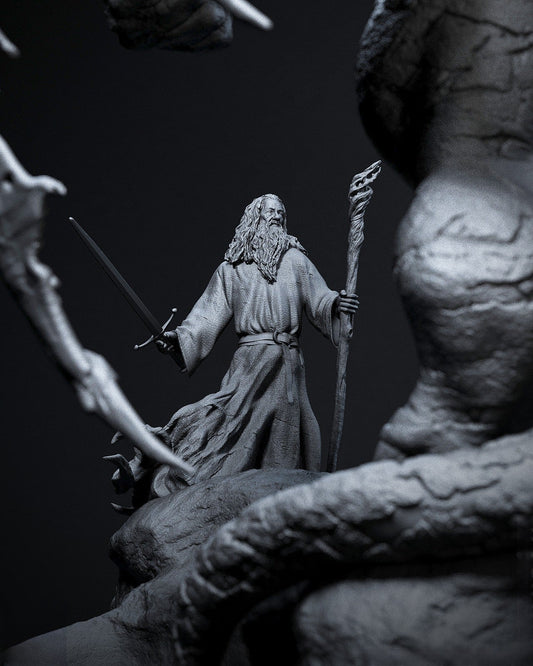 Gandalf vs Balrog - Lord of the Rings - Garage Kit Figure Resin Model 1/12スケール
