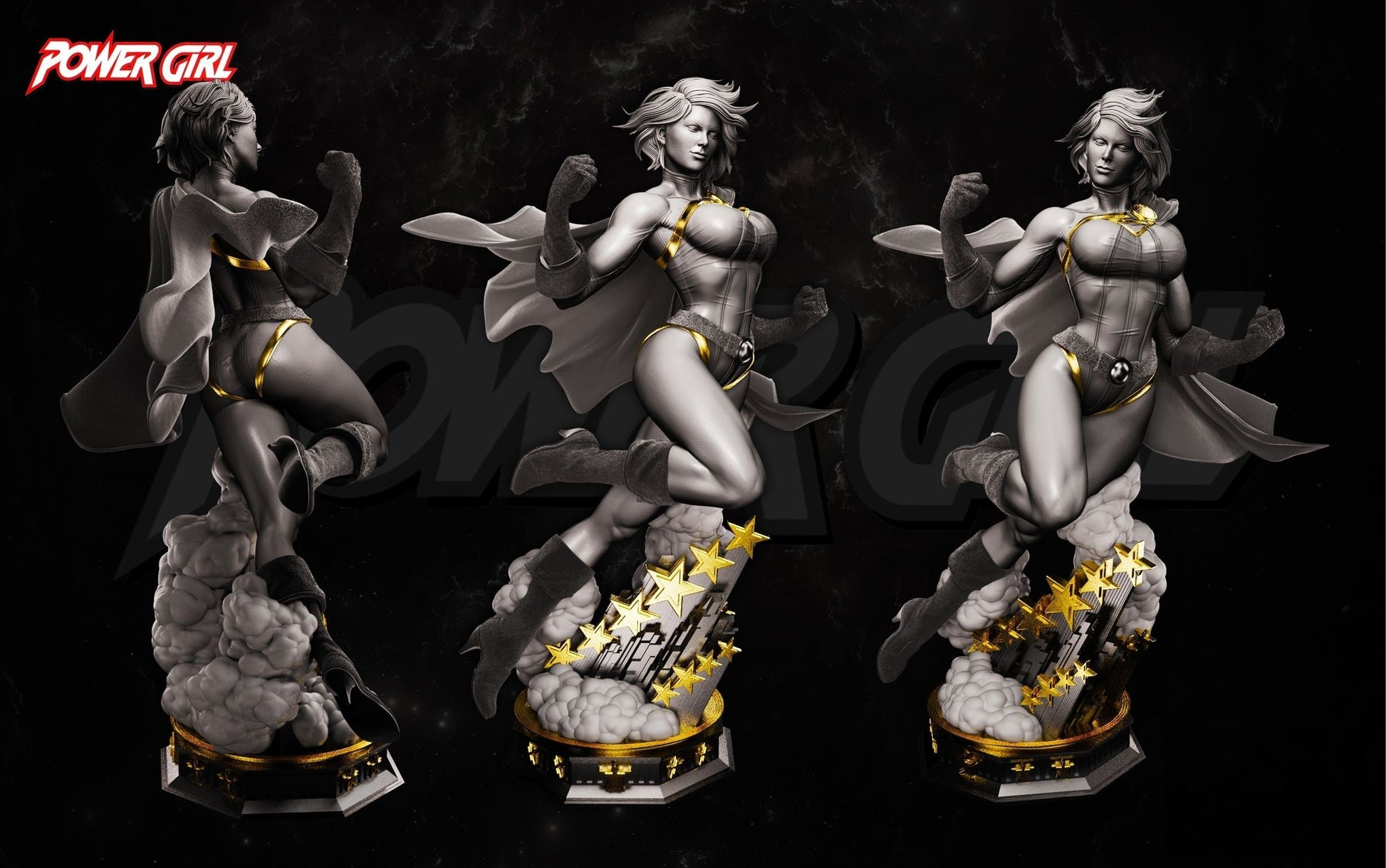 Power Girl - STL 3D Print Files - 3D Printed Garage Kit ガレージキット Resin Model Scale Figure フィギュア