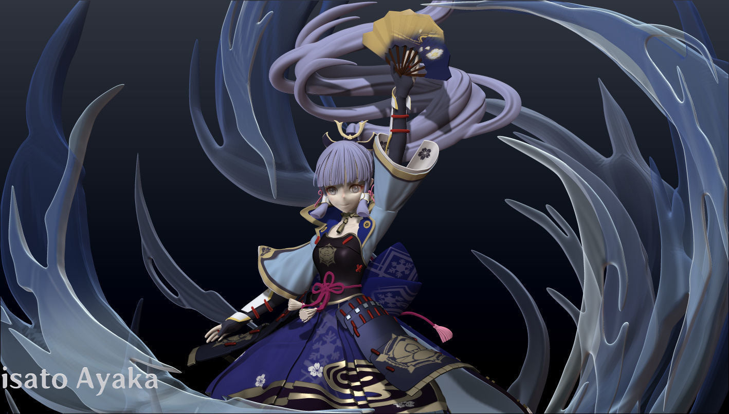 Kamisato Ayaka - Genshin Impact - STL 3D Print Files - 3D Printed Garage Kit ガレージキット Resin Model Scale Figure フィギュア