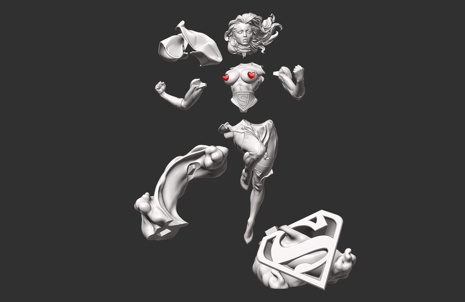 1576 DC Bombshell Supergirl Special Edition - Kara Starikov - STL 3D Print Files - 3D Printed Garage Kit ガレージキット Resin Model Scale Figure フィギュア