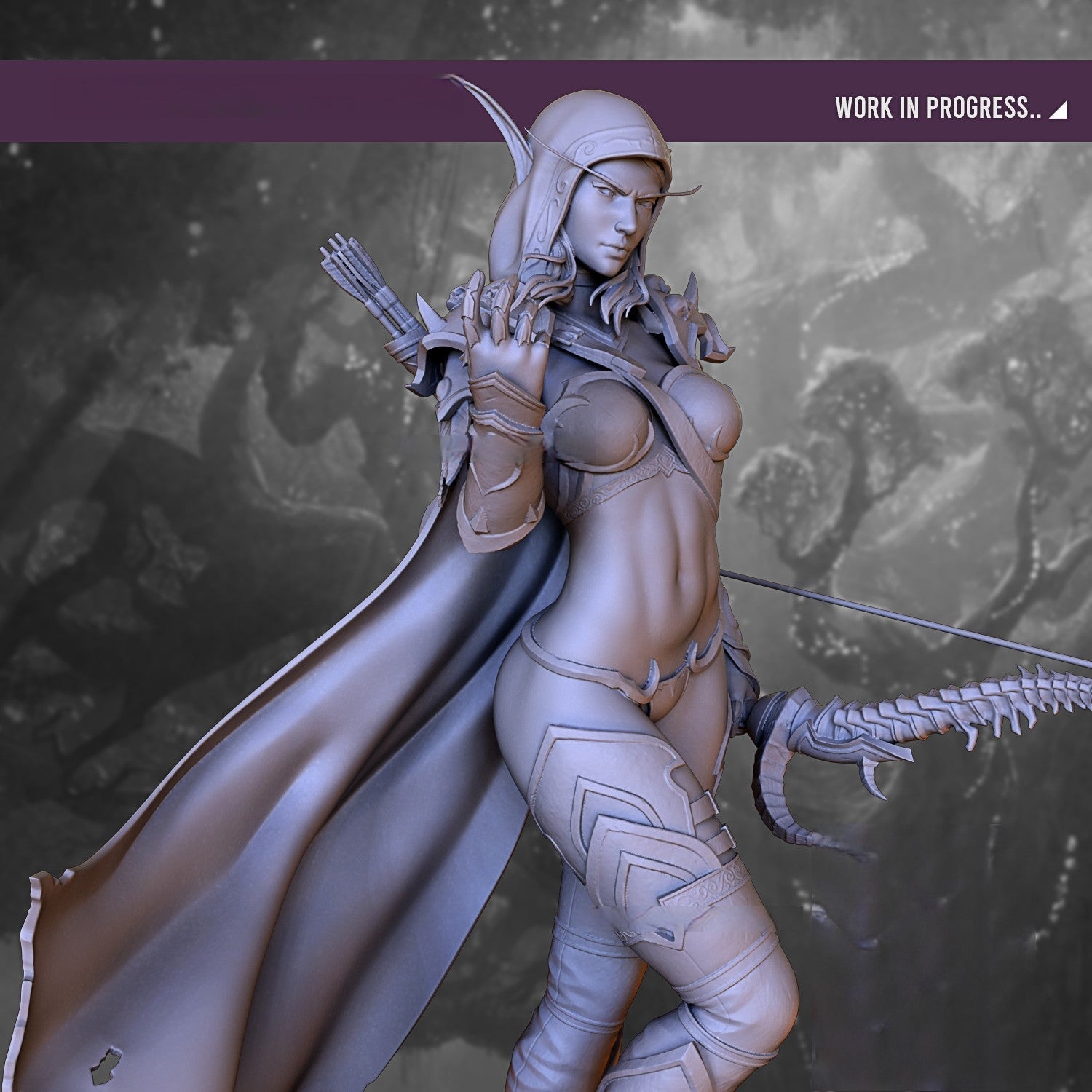 1355 Sylvanas Windrunner Special Edition - World Of Warcraft - STL 3D Print Files - 3D Printed Garage Kit ガレージキット Resin Model Scale Figure フィギュア