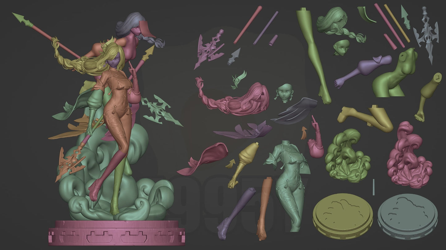 2211 Shenhe - Genshin Impact - STL 3D Print Files - 3D Printed Garage Kit ガレージキット Resin Model Scale Figure フィギュア