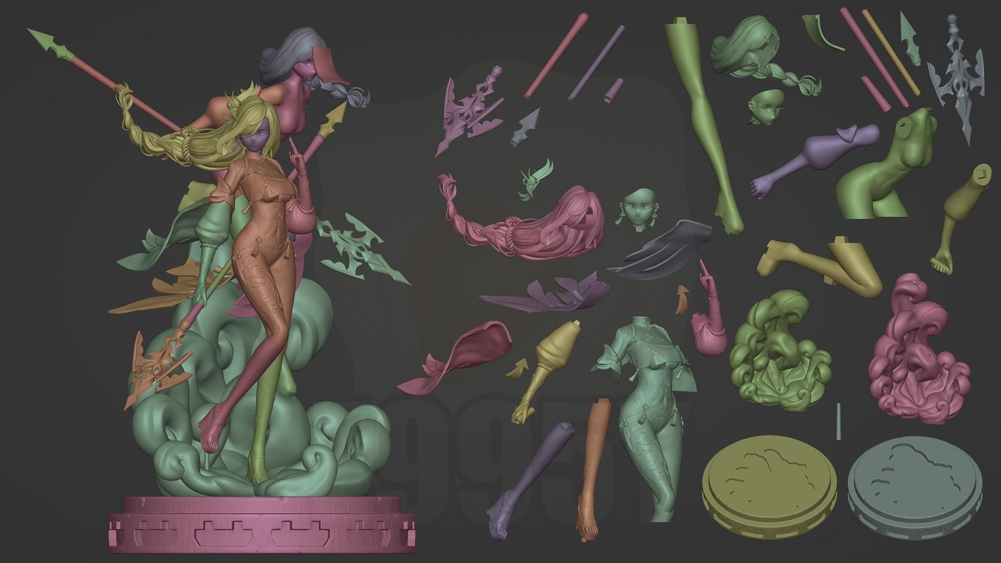 2211 Shenhe - Genshin Impact - STL 3D Print Files - 3D Printed Garage Kit ガレージキット Resin Model Scale Figure フィギュア