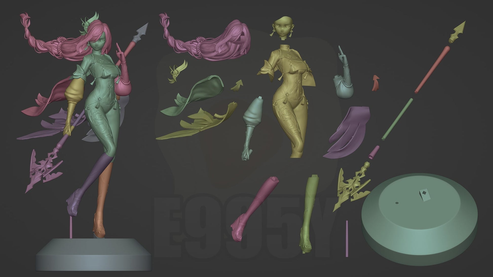 2211 Shenhe - Genshin Impact - STL 3D Print Files - 3D Printed Garage Kit ガレージキット Resin Model Scale Figure フィギュア
