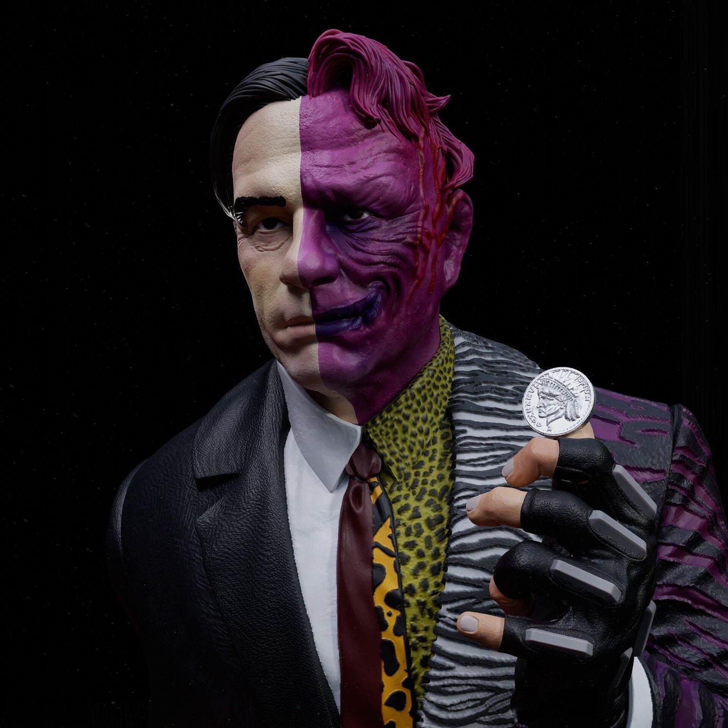 Two face - Tommy Lee Jones - Batman - STL 3D Print Files - 3D Printed Garage Kit ガレージキット Resin Model Scale Figure フィギュア