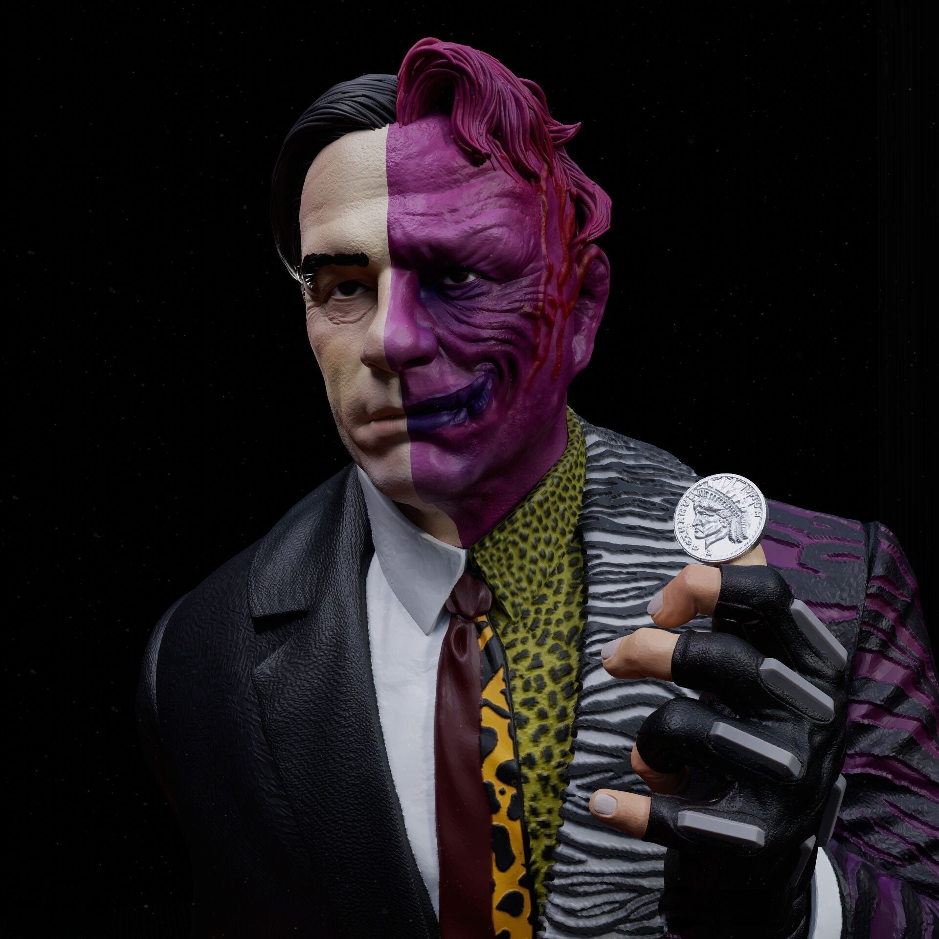 Two face - Tommy Lee Jones - Batman - STL 3D Print Files - 3D Printed Garage Kit ガレージキット Resin Model Scale Figure フィギュア