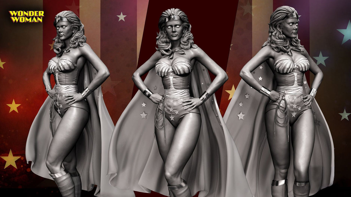 Wonder Woman - Lynda Carter - STL 3D Print Files - 3D Printed Garage Kit ガレージキット Resin Model Scale Figure フィギュア