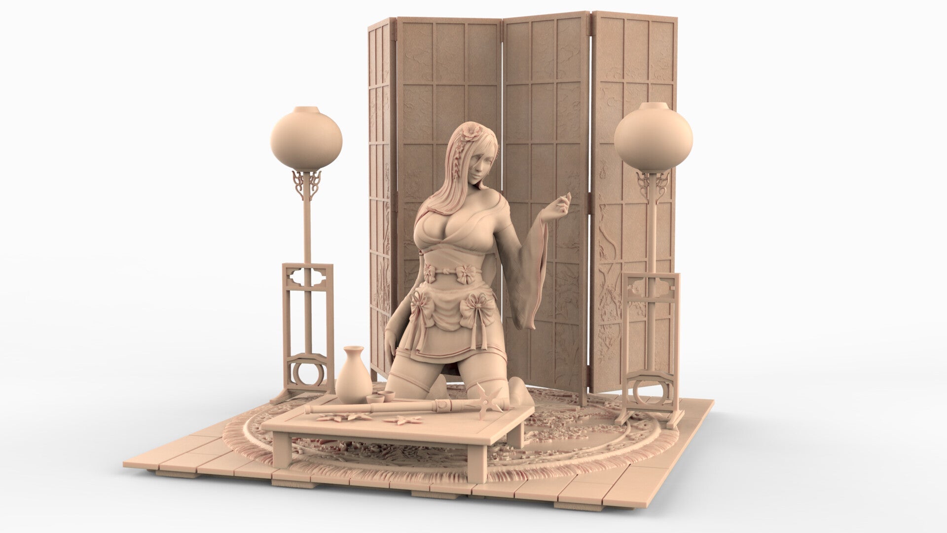 Tifa Special Edition - Final Fantasy 7 Kimono version - STL 3D Print Files - 3D Printed Garage Kit ガレージキット Resin Model Scale Figure フィギュア