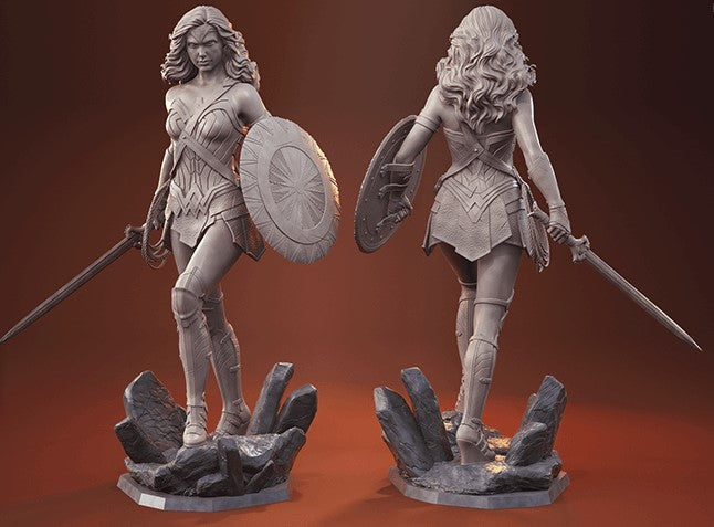 1402 Wonder Woman Gal Gadot - STL 3D Print Files - 3D Printed Garage Kit ガレージキット Resin Model Scale Figure フィギュア