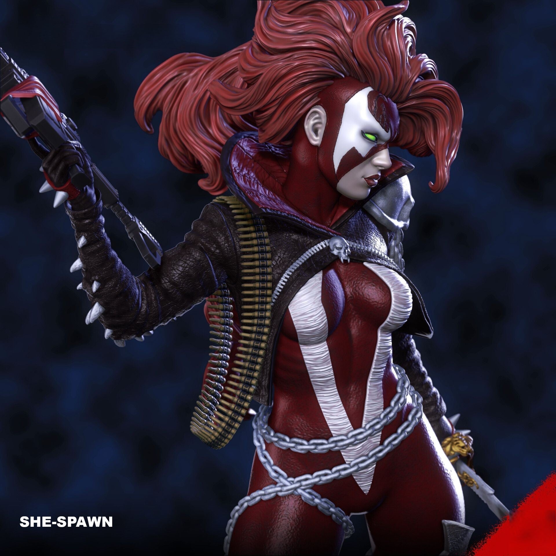 She-Spawn - Jessica Priest - STL 3D Print Files - 3D Printed Garage Kit ガレージキット Resin Model Scale Figure フィギュア