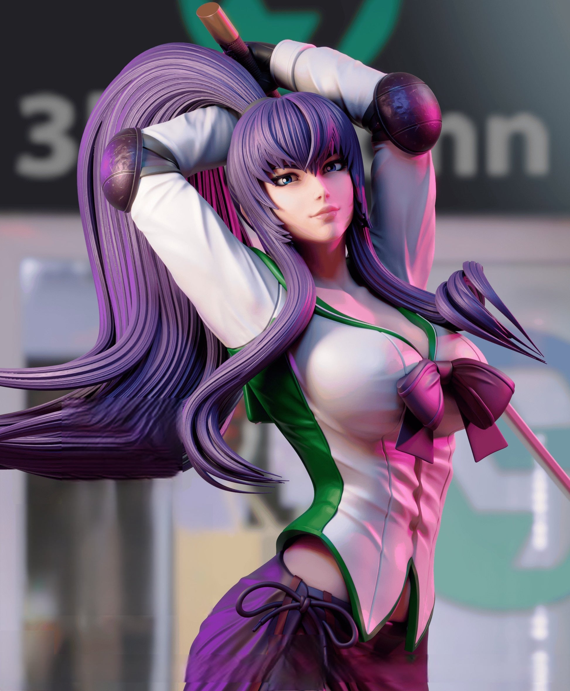 Saeko Busujima Special Edition - Highschool of the Dead - STL 3D Print Files - 3D Printed Garage Kit ガレージキット Resin Model Scale Figure フィギュア