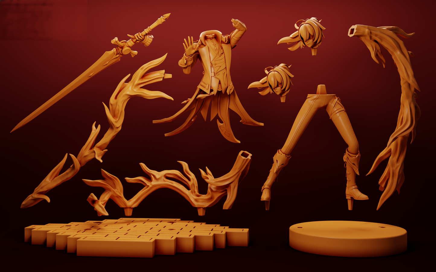 Diluc - Genshin Impact - STL 3D Print Files - 3D Printed Garage Kit ガレージキット Resin Model Scale Figure フィギュア