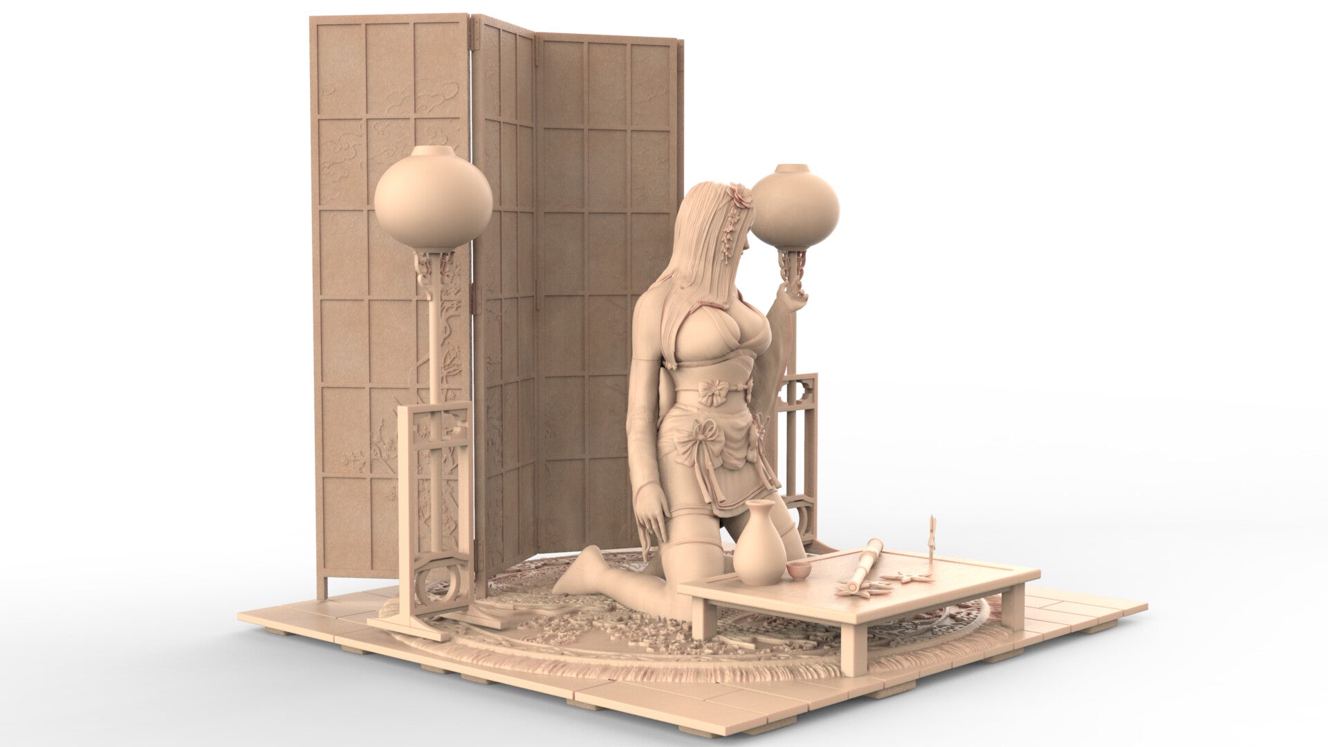 Tifa Special Edition - Final Fantasy 7 Kimono version - STL 3D Print Files - 3D Printed Garage Kit ガレージキット Resin Model Scale Figure フィギュア
