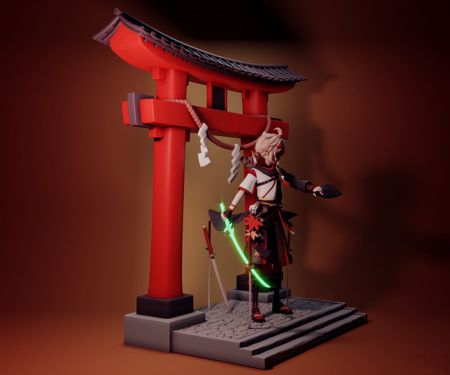 Kaedehara Kazuha - Genshin Impact - STL 3D Print Files - 3D Printed Garage Kit ガレージキット Resin Model Scale Figure フィギュア