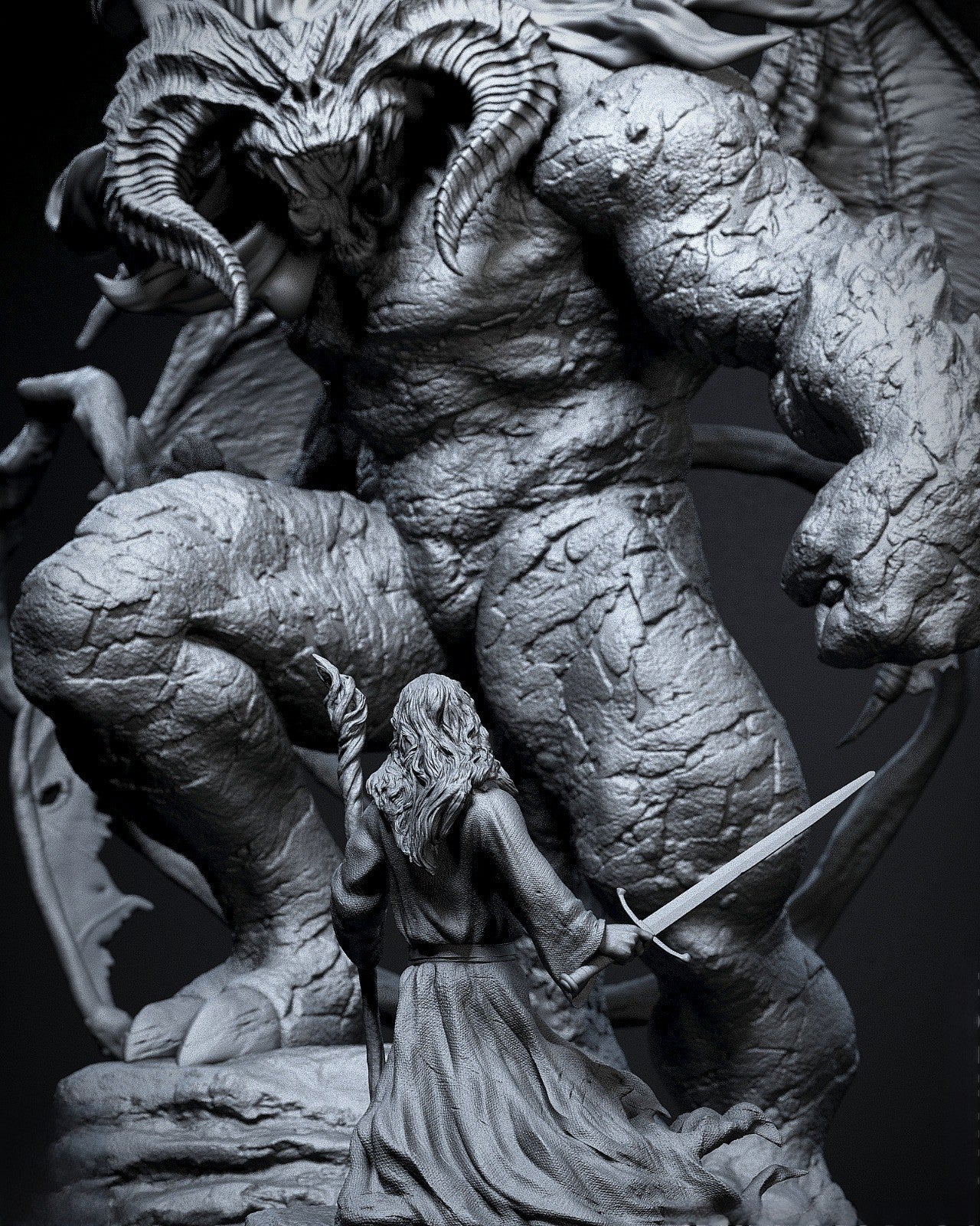 Gandalf vs Balrog - Lord of the Rings - Garage Kit Figure Resin Model 1/12スケール