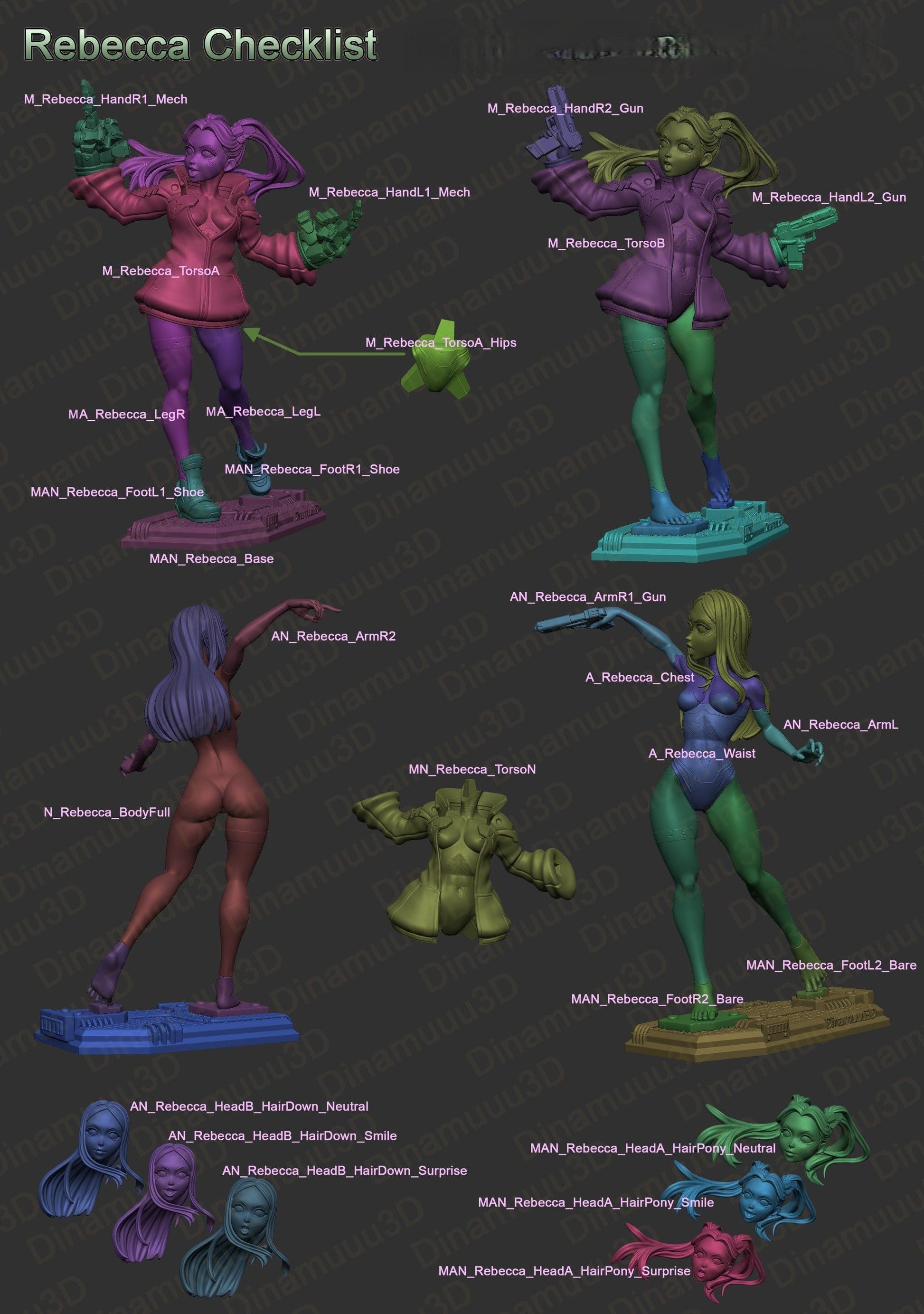 Rebecca Special Edition - Cyberpunk 2077 - STL 3D Print Files - 3D Printed Garage Kit ガレージキット Resin Model Scale Figure フィギュア