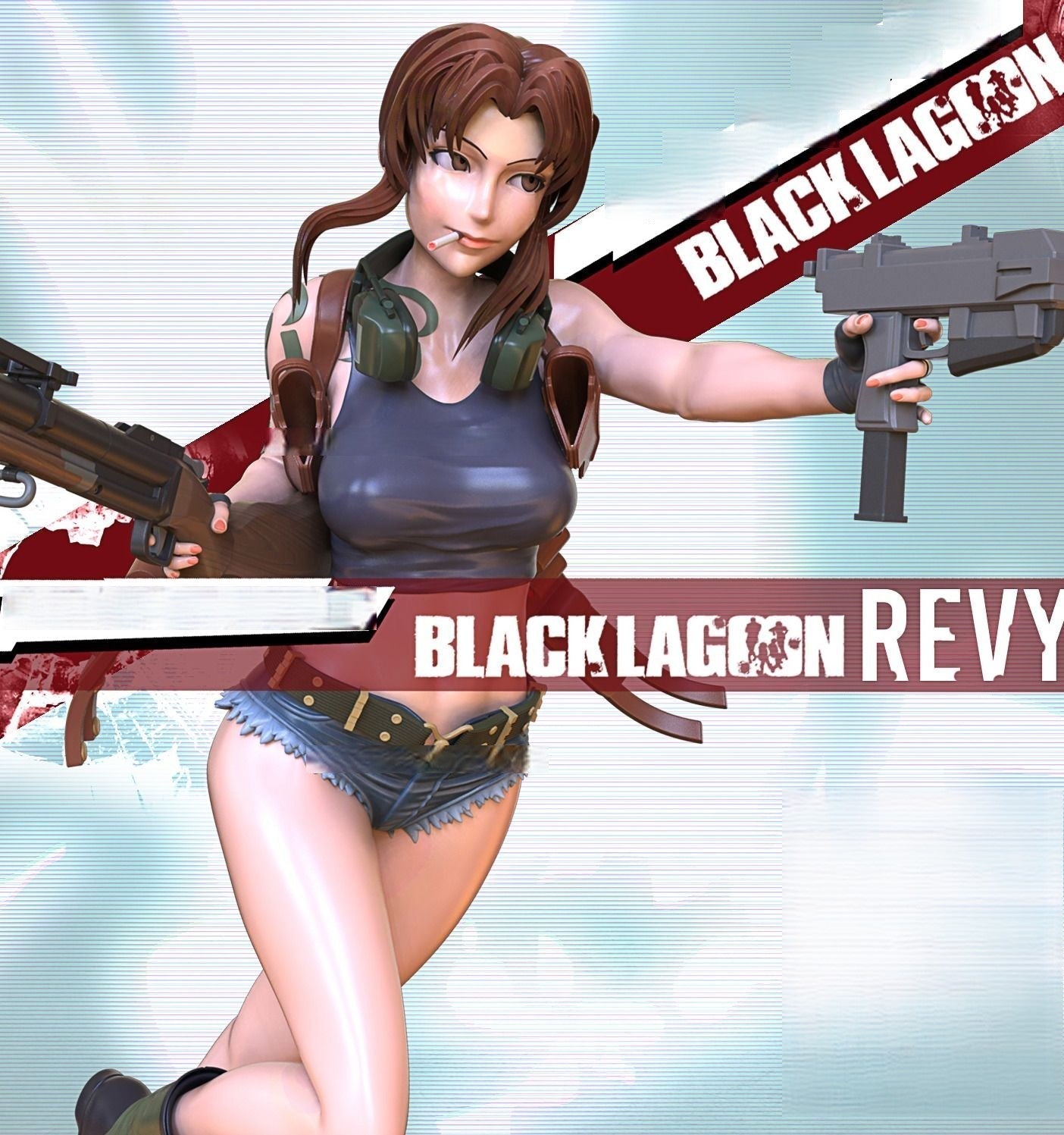 Revy Special Edition - Black Lagoon - STL 3D Print Files - 3D Printed Garage Kit ガレージキット Resin Model Scale Figure フィギュア