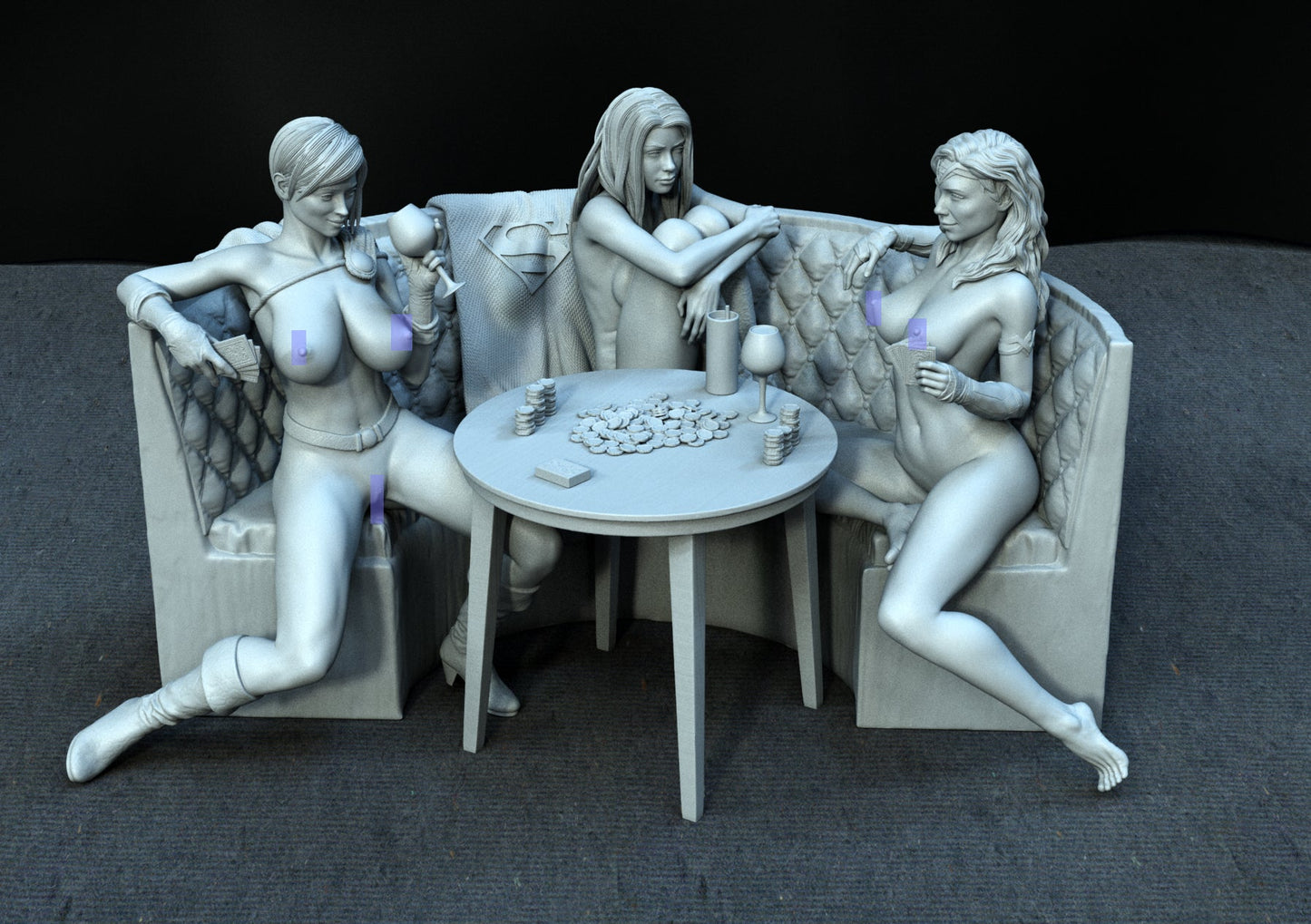 THREE DC HEROES Special Edition POKER 1/8 Scale