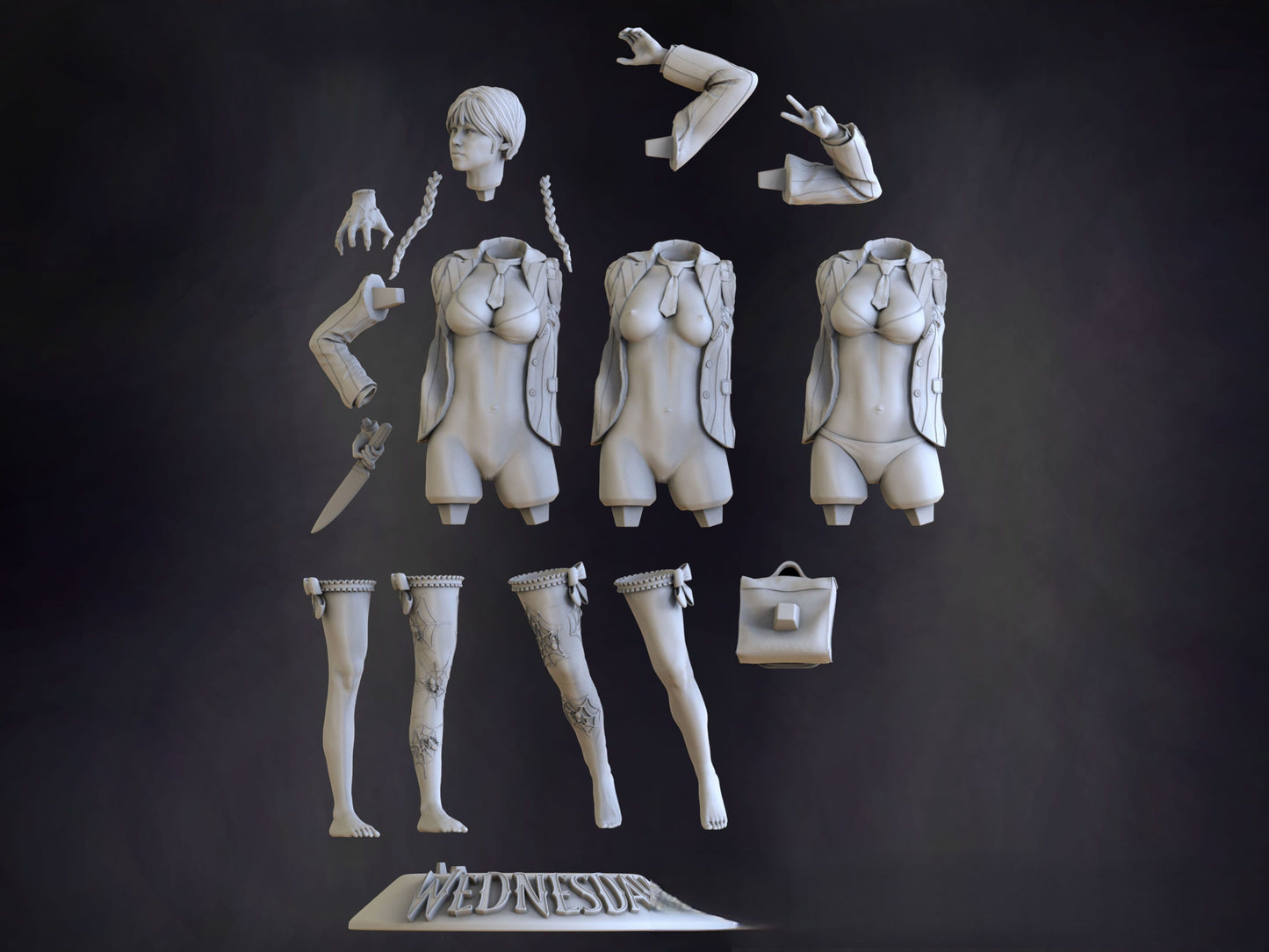 Wednesday Addams Special Edition - STL 3D Print Files - 3D Printed Garage Kit ガレージキット Resin Model Scale Figure フィギュア